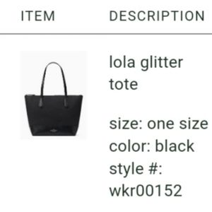 Kate Spade lola glitter tote